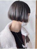 【morio 原宿】黒髪前下がりミニボブ　切りっぱなし