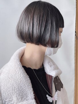 モリオフロムロンドン 原宿本店(morio from London) 【morio 原宿】黒髪前下がりミニボブ　切りっぱなし