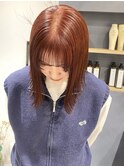 花田/切りっぱなしボブ/美髪/ピンクブラウン/ピンクベージュ