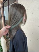 インナーカラー/ミントカラー/ハイトーンアッシュグレージュ