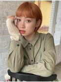 熊本　ミニボブ　オレンジベージュ　ワイドバング　Arisa.