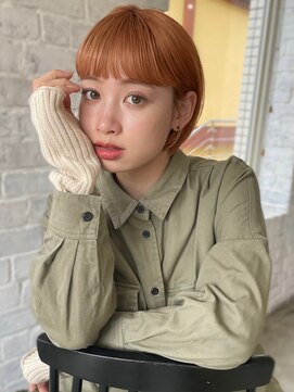 サロウィン 熊本上通り店(SALOWIN) 熊本 ミニボブ オレンジベージュ ワイドバング Arisa.