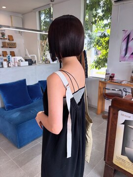 O 暗髪ワンカラー大人可愛い小顔切りっぱなしボブ20代30代40代