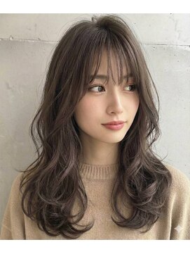 ワトワ 富田店(WAtoWA) 小顔セミディ・顔周りレイヤー×透明感グレージュ・くびれミディ