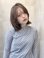 ラベル 渋谷(LAVEL) ブラウンベージュレイヤーボブフレンチバングワンレン髪質改善