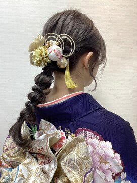 ナカオコアフュール(NAKAO COIFFURE) 成人式　前撮り　ヘアセット　玉ねぎヘア　水引