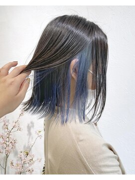 レクタ(recta) 外ハネボブ インナーカラー ブルー ケアブリーチ