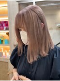 ダブルカラーインナーカラーミルクティーベージュローライト韓国