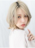 外ハネプラチナカラー外国人風ラフボブウルフb小山10代20代30代