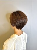 20代30代ミニボブココアブラウン小顔美肌ストレート丸み
