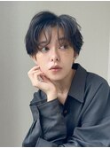ハンサムショートパーマニュアンスパーマ黒髪耳かけ10代20代