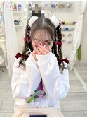 三つ編みハーフツイン
