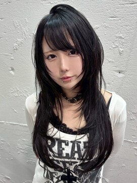 ベレーザ 渋谷(BELEZA) 15258黒髪アッシュブラックレイヤーカット韓国風巻きワンカール