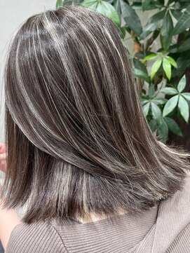 ベルヘアーデザイン 堺東(Belle hair Design) ハイライト切りっぱなしイルミナカラーグレージュ韓国風堺東