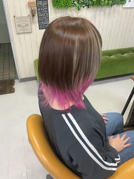 ヘアースペース 練馬店(hair space COCO) アンブレラ、毛先ピンク