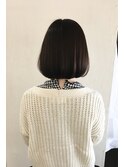 ナチュラルブラウンワンカールボブ
