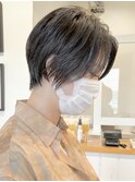 コンパクトショート/暗髪アッシュベージュカラー