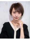 大人可愛いひし形ショート20代30代40代丸みショートシースルー