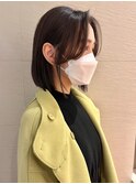 大人ボブ/前髪パーマ/グレーベージュ/アッシュブラック
