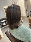ミディアム ウルフ スロウカラー オシャレ透明感