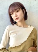 切りっぱなしボブ/ウォームブラウン/暖色カラー/ミニボブ/韓国