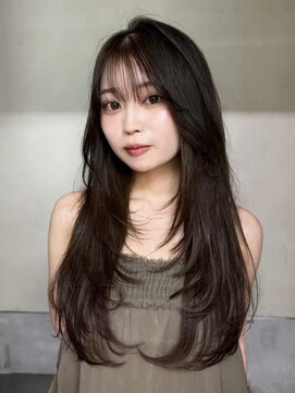 シオン(shion) 黒髪ロング顔周りレイヤー韓国ヘア_F1159