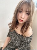 くすみピンク韓国風シースルーバング顔まわりカットで小顔に♪