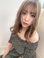 くすみピンク韓国風シースルーバング顔まわりカットで小顔に♪