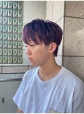 プラムバイオレット/メンズカット/メンズパーマ/波巻きパーマ