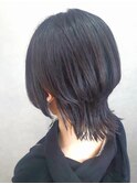 大人可愛い切りっぱなしひし形レイヤーカットモカベージュ
