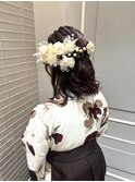 ミディアムヘア　ハーフアップ　袴着付　【銀座】福田