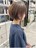 大人ナチュラル透明感髪質改善カラー丸みショートボブ