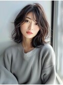 ☆オリーブグレーココアベージュ小顔クラゲヘアー/黒髪/髪質改善