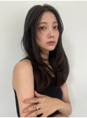 大人美人艶カラーグレージュ小顔カット透明感レイヤーロング