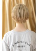 ホワイトブロンド透明感カラー小顔丸みショートY上尾10代20代