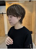 ショートカット/ウルフショート/ハイライト/白髪ぼかし