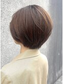 丸みショートボブ ベージュカラー