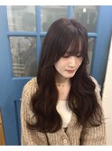 重めロング　ラベンダーブラウン