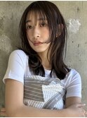 顔周りレイヤーカットグレージュ20代30代40代