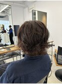 朝楽5分セットのゆるラフウェーブパーマスタイルまる