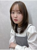 ミディアムレイヤー ミディアムヘア ダークブラウン グレージュ