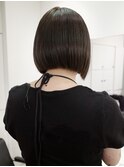 切りっぱなしボブ 丸み 黒髪 オトナ女性 髪質改善ストレート