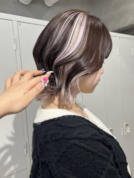 スウィープ(sweep) デザインカラー/White Pink×Chocolate Brown【広 香】