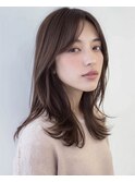 66. ミディアム/レイヤーカット/モカブラウン/グレージュ