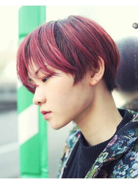 ニコヘアー(niko hair) ピンク×ハンサムショート▽LINE ID@vey3047y