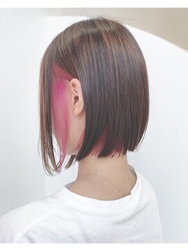 ジェムヘアスタジオ 湘南平塚南口店(Gem Hair Studio) Gem Hair Studio 姉崎 インナーカラー×ピンク/ぱつっとボブ