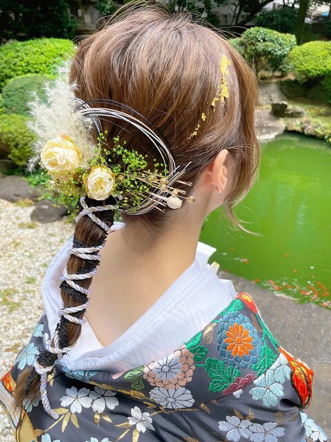 和装　水引き ヘアアレンジ　