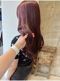 レッドカラー ブリーチなし チェリーレッド ロング 大須