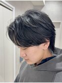 センターパート/ブルーブラック/ニュアンスパーマ/韓国マッシュ
