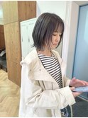 ▲プツっと外はねボブ×ブリーチなしターコイズグレージュ▲瀧川